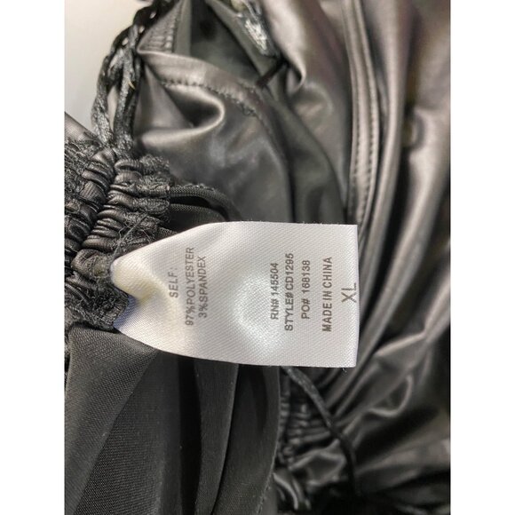 Fashion Nova XL Black Ruched Faux Leather Halter Dress With Adjustable Drawstrin - Picture 5 of 5